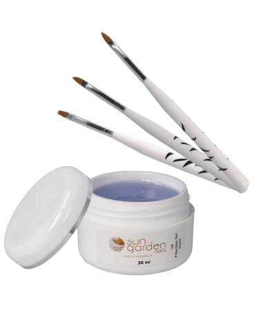 UV fiberglas gel violet 30 ml incl.Brush set 3 TLG. Finishgel Structure gel detection gel for nails - top coat - 1 -phase gel Gilb protection set -nail design - pedicure - manicure