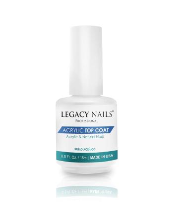 Legacy Nails Acrylic Top Coat 15ml / 0.5 FL.oz. Beauty and a shiny finish to acrylic gel and natural nails. Avoids nicks chips or smudges. Not need UV or LED lamp.