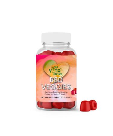 VITA JKORE Red Veggies Superfood Gummies Energy & Immunity Booster 60 Count Dietary Supplement Natural Beetroot Blend