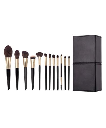 Black Gold 12 Point Makeup Brush Set Soft Powder Scattering Brush Diagonal Sculpting Brush As shown D