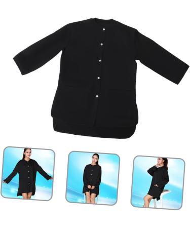 VINTORKY Beauty and Hairdressing Work Clothes Barber Smocks Hair Cutting Coat Haircut Cape Fiber Black - Buy Online on GoSupps.com