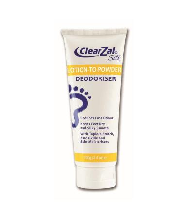 ClearZal Lotion to Powder  Deodorizing and Odor Eliminating Foot Cream That Goes On As a Cream and Dries To Powder  Leaves Feet Dry and Silky Smooth  3.4 Ounce Tube