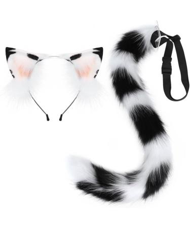 TQUXNGA Animal Cosplay Costumes Faux Furs Cat Foxes Wolf Furry Tail and Ears Headband for Halloween Party Costume Accessories Calico cat suit - Buy Online on GoSupps.com