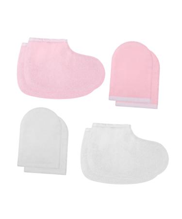 POPETPOP 4 Pairs Paraffin Wax Bath Mitts Paraffin Wax Warmer for Hands and Feet Paraffin Wax Mitts and Booties Simple Beauty Gloves Simple Beauty Foot Cover Gloves Beauty