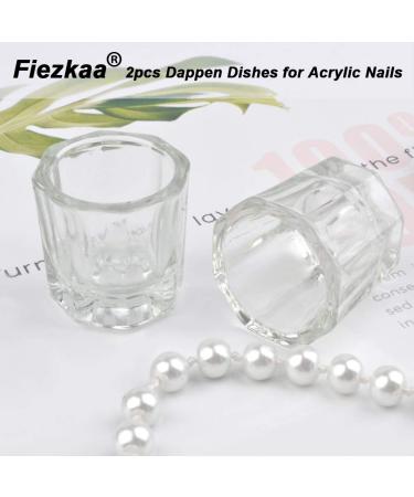 Fiezkaa 2pcs Clear Glass Dappen Dish Set for Acrylic Nails - Nail Monomer Liquid Bowl & Powder Holder - Acrylic Jar for Nail Art Manicure - Buy Online on GoSupps.com