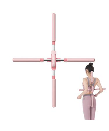 Meideli Yoga Sticks Training for Posture Corrector, Retractable Humpback Correction Stick Open Shoulders & Back, Yoga Sticks Stretching Tool for Child, Teenager, Adults Pink