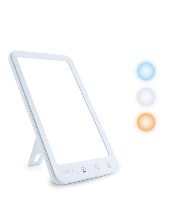 Light Therapy Lamp, Ultra-Thin UV-Free 10000 Lux Therapy Light, Touch Control with 3 Color Temperature, 5 Adjustable Brightness Levels, 4 Timer Function,Memory Function,150 Rotatable Stand (White)