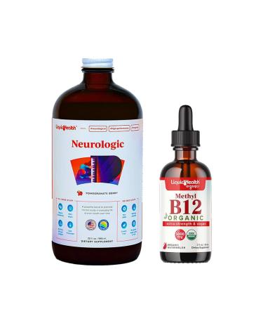 LIQUIDHEALTH Neurologic Nootropic Focus Supplement & Organic Methyl B12 5000mcg Vitamin Drops with Tart Cherry Juice for Immune Support Improved Memory & Concentration Natural Energy Overall Health