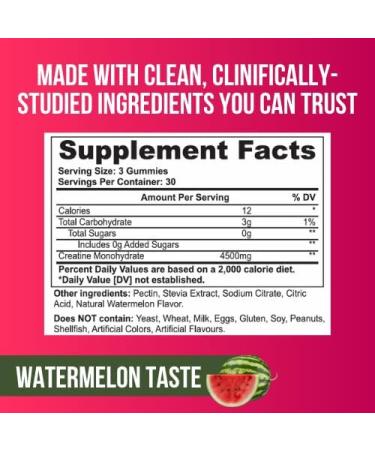Sweet Cre Creatine Monohydrate Gummies 90 Count 4500mg Creatine Supplement Energy Chews Delicious Watermelon Flavor No Added Sugars Artificial Flavors Ideal for Gym Pre Workout Gummies - Buy Online on GoSupps.com