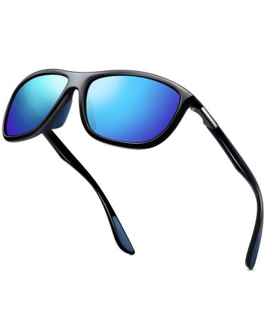 Kanastal sunglasses men and women polarizes UV400 Protection Rectangle Retro Unisex Classic driving sports glasses for travel hiking and everyday life D-blue/mirrored