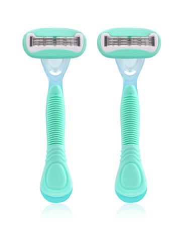 Pack of 2 Disposable Razors for Women for Full Body Hair Removal 5-Blade Razor Green