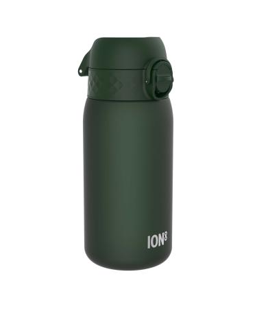 Ion8 Kids Water Bottle 350 ml/12 oz Leak Proof Easy to Open Secure Lock Dishwasher Safe BPA Free Carry Handle Hygienic Flip Cover Easy Clean Odour Free Carbon Neutral Dark Green 350ml OneTouch 2.0