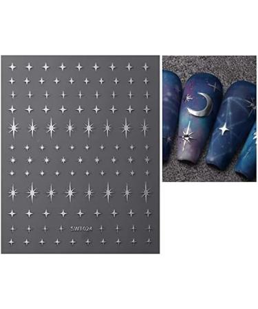 Tovmekdjn 9Pcs Colorful Stars Nail Art Stickers Decals Self-Adhesive Silver Nail Supplies Nail Art Design Decoration Accessories - Buy Online on GoSupps.com