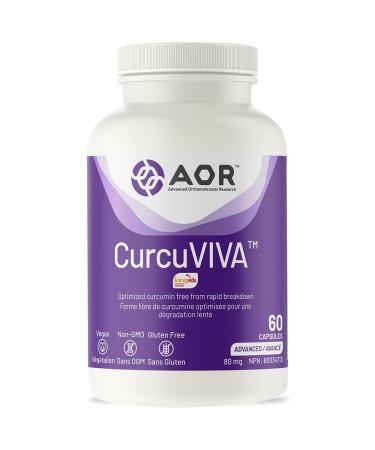 AOR - CurcuVIVA 80mg 60 Capsules - Longvida Optimized Curcumin Supplement for Joint Health Osteoarthritis Pain Relief Reduce Inflammation Immune Health and Arthritis Relief - Curcumin Turmeric