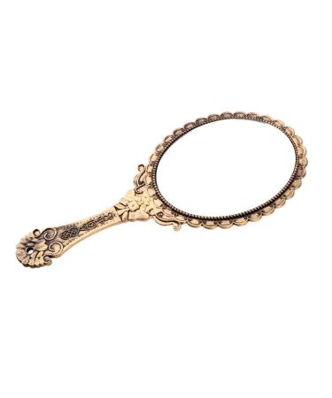 Ogquaton Vintage Compact Decorative Hand Mirror Hand Held Travel Mirror - Antique Gold 250x115mm Very Practical and Popular