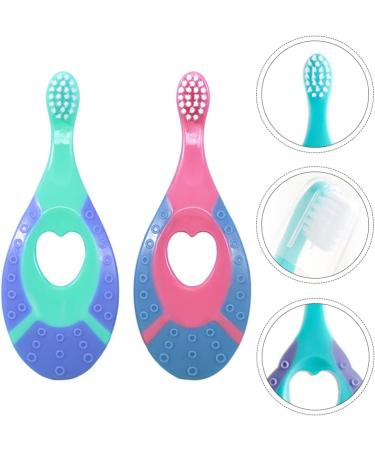 2pcs Silicone Infant Training Toothbrush Set | Soft Bristles & Teething Handle | Baby Toy for Babies/Toddlers Gums - Buy Online on GoSupps.com