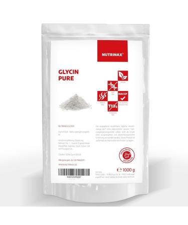 NUTRINAX Glycine Powder - 1000g Glycine Amino Acid - Vegan and No Additives - Premium Quality - Practical Zip Bag