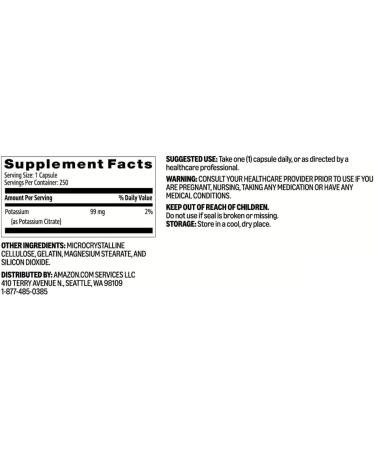 Amazon Basics Potassium Heart Health Caplets 99 mg 250 Count - Buy Online on GoSupps.com
