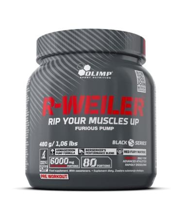 Olimp R -Weiler Pre Workout Booster Powder 480g - Vitamin B complex and caffeine - beta -alanine - supplement without sugar - beverage powder for energy drink (orange juice)