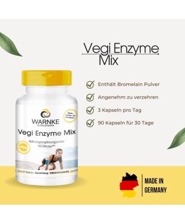 Enzyme Complex Capsules - Vegan Digestive Enzymes with Bromelain Papain Amylase Lipase & Protease - 90 Capsules | Warnke Vital Substances - German Quality - Buy Online on GoSupps.com