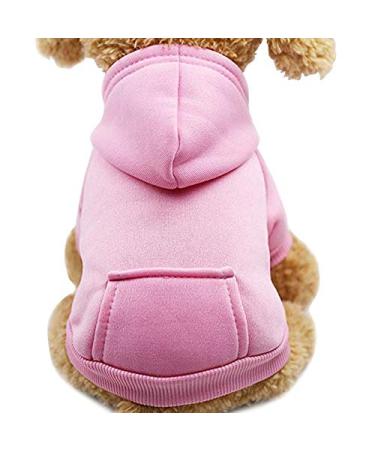 Idepet Dog Hoodie Cotton Dog Coat Warm Jacket for Small Medium Dogs Puppies Teddy Chihuahua L Pink