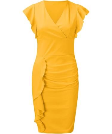 Briskyry V-Neck Floral Business Dresses for Women - Elegant Summer Party & Festival Dresses with Ruffled Hems - Buy Online on GoSupps.com