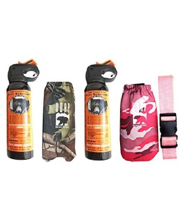 UDAP Bear Spray His & Hers 2 Pack With Green Camo and Pink Camo Hip Holsters