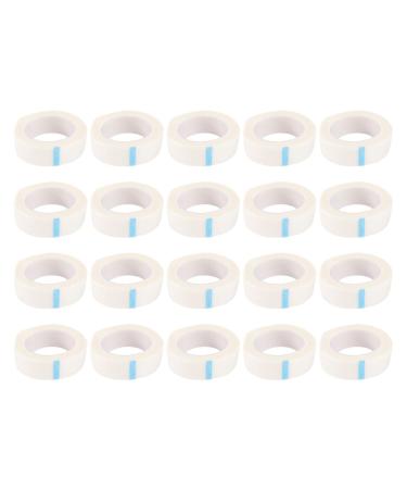 Mobestech White Duct Tape 20 Rolls Eyelash Extension Tapes Non- woven Micropore Tapes Breathable Lash Tapes Lash Pads Under Eye Patches for Individual Professional Makeup (White) Micropore Tape