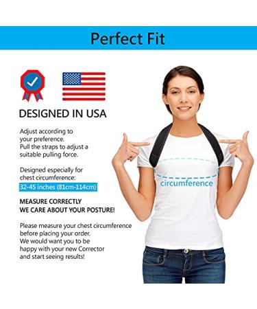 OMAX Posture Corrector for Men & Women - Upper Back Brace for Spine Alignment & Shoulder Support - Comfortable Fit for Chest Circumference 32-45 Inches - Black/Blue Label - Buy Online on GoSupps.com