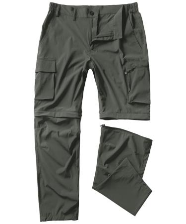 Gash Hao Mens Hiking Convertible Pants Outdoor Waterproof Quick Dry Zip Off Lightweight Fishing Pants Dark Gray 34W x 32L
