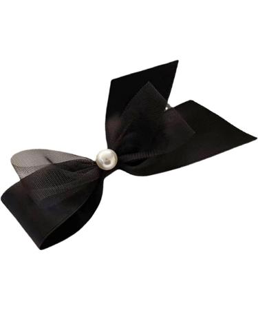 Black Satin Bow Hair Clip with Faux Pearl Decoration Men Girls Ideal for Parties Weddings Daily WearArtificial Pearl Mesh Hair Bow Pin for Women Girls - Buy Online on GoSupps.com