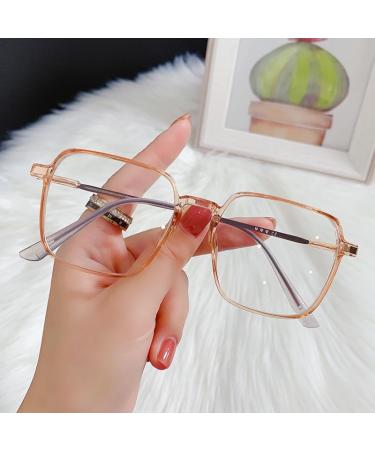 Fatigue Relieve Eyeglasses Reading Glasses Square Blue Light Blocking New Computer Readers Large Flat Light Mirror +100 Tea