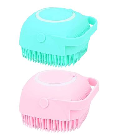 Silicone Body Scrubber Soft Silicone Massage Exfoliating Bath Exfoliating Body Scrubber Shower Bath Body Brush Easy to Clean (Blue+Pink)