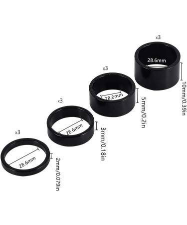 12 PCS Aluminum Alloy Bicycle Headset Spacer Set for 1 1/8-Inch Stem - Black | MTB BMX Mountain Road Bikes - Buy Online on GoSupps.com