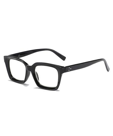 Hubeye Retro Oversized Large Frame Reading Glasses for Women Men Black Square Fashion Oprah Style Blue Light Blocking Computer Reader 3.00 Black 3.0 Dioptres