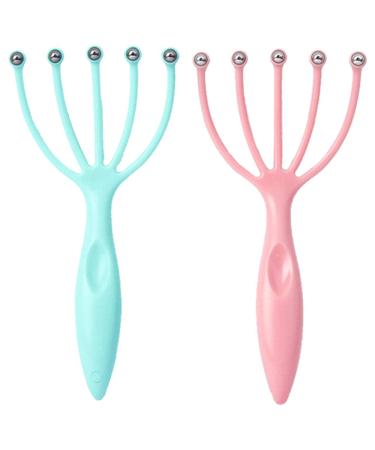 Scalp Massager, Protable Hand Held SPA Head Massager for Deep Relaxation & Stress Reduction in The Office Home SPA Father's Day and Mother's Day Gifts Pink+Blue(2-Pack)