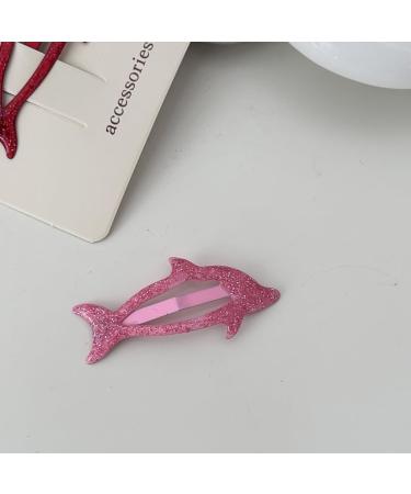 hgnxa Girls Hair Clip with Glitter Women Kid Hairgrips Dolphin Headdress Barrettes Dolphin Shape Sweet 2000s Girls Hairpins Red - Buy Online on GoSupps.com