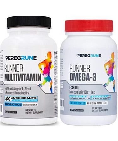 Runner Multivitamin & Omega 3 Bundle | Engineered Multivitamin for Runners | Antioxidants for Health & Recovery | Vitamin B Complex for Endurance Energy VO2 Max | Joints & Heart: 1 000mg Fish Oil