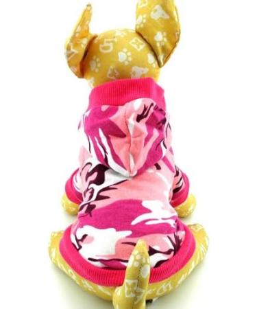 Smalllee Lucky Store Camouflage Hooded Shirt for Small Dogs | Chihuahua & Puppy Clothing | Pink Camo T-Shirt for Cats & Yorkshire Terriers (XS Mini-X) - Buy Online on GoSupps.com