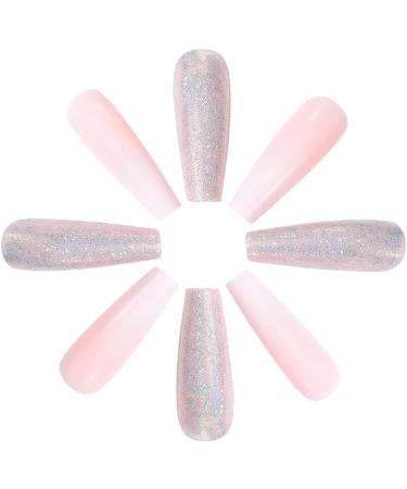 Coffin False Nails Press on Nails French Long Fake Nails Ballerina Acrylic Stick on Nails 24pcs for Women and Girls (Color : Pink Size : 24 Piece Assortment) 1 count (Pack of 1) Pink - Buy Online on GoSupps.com