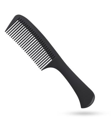 Large Tooth Detangling Comb Professional Handle Carbon Fiber Comb Cutting Hairdressing Comb Styling Essentials Round Tooth Comb Barber Tooth Comb Travel Hair Comb for Men Women Large (Pack of 1)