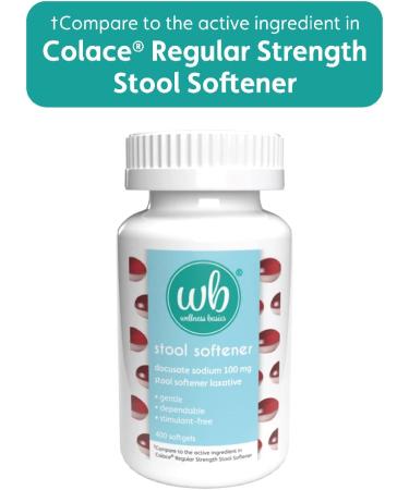 Wellness Basics Docusate Sodium Softgels 100mg - 400 Count for Gentle Constipation Relief - Buy Online on GoSupps.com