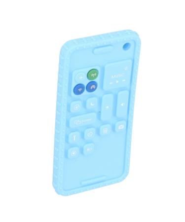 Cell Phone Shaped Teether Toy Sensory Development Safe Silicone Baby Teether for Toddlers Travel (Blue)