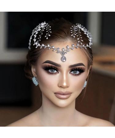 Bridal Headpieces for Wedding Rhinestone Headband Forehead Headband Headpiece Hair Accessories for Bride Silver Rhinestone Headpiece - Buy Online on GoSupps.com