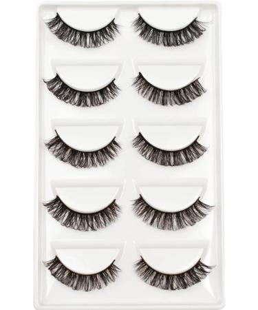 Vivis 5 Pairs False Lashes Russian Eyelashes 3D Strip Natural Short Wispy Thick Fluffy Fake D Curl - 007 - Buy Online on GoSupps.com