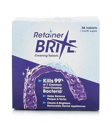 Retainer Brite Cleaning tablets for removable appliances including clear retainers clear aligners mouthguards nightguards TMJ appliances & wire retainers. 36 tablets. by Retainer Brite