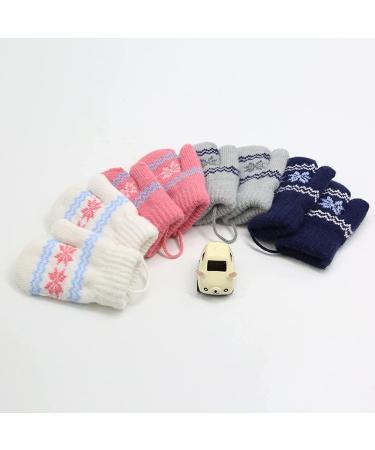0-2Y Kids Thicken Soft Thermal Hanging Neck Gloves | Winter Warm Snowflake Design Mittens | Full Finger Gloves for Baby Boys Girls Navy - Buy Online on GoSupps.com