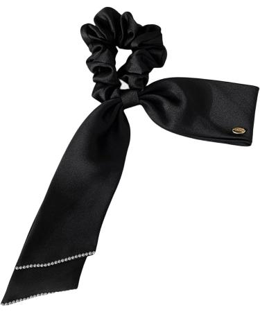 scicent Silk Scrunchies Satin Hair Scarf with Bow Solid Colors Hair Scrunchies Elastic Scrunchy Scarf Ponytail Holder Bands - Black 6308 - Buy Online on GoSupps.com