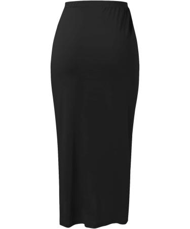 Sanahy Women's Casual Black Maxi Wrap Skirt - Elastic High Waist, Asymmetrical Design - Boho Chic, Beach Style - Size XXL - Buy Online on GoSupps.com