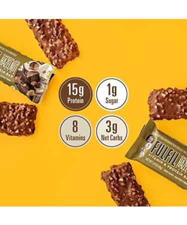 FULFIL Vitamin and Protein Bars Chocolate Salted Caramel Snack Sized Bar with 15g Protein & Vitamin and Protein Bars Hazelnut Snack Sized Bar with 15 g Protein and 8 Vitamins - Buy Online on GoSupps.com